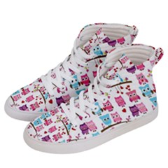 Owl Pattern Women s Hi-top Skate Sneakers by Cemarart