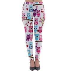 Owl Pattern Lightweight Velour Leggings by Cemarart