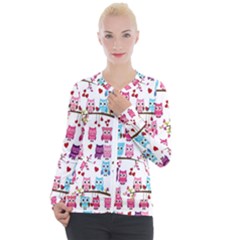 Owl Pattern Casual Zip Up Jacket