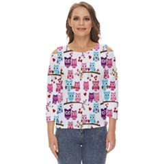 Owl Pattern Cut Out Wide Sleeve Top