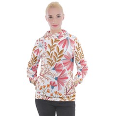 Red Flower Seamless Floral Flora Women s Hooded Pullover