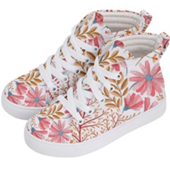 Red Flower Seamless Floral Flora Kids  Hi-top Skate Sneakers by Cemarart