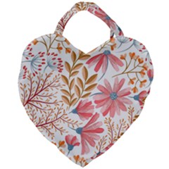 Red Flower Seamless Floral Flora Giant Heart Shaped Tote by Cemarart