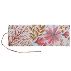 Red Flower Seamless Floral Flora Roll Up Canvas Pencil Holder (m) by Cemarart