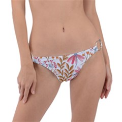 Red Flower Seamless Floral Flora Ring Detail Bikini Bottoms by Cemarart