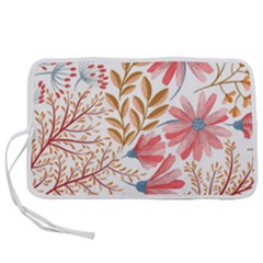 Red Flower Seamless Floral Flora Pen Storage Case (l) by Cemarart