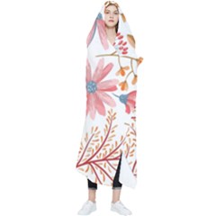 Red Flower Seamless Floral Flora Wearable Blanket by Cemarart