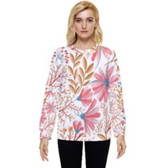 Red Flower Seamless Floral Flora Hidden Pocket Sweatshirt