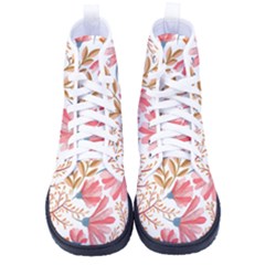 Red Flower Seamless Floral Flora Men s High-top Canvas Sneakers by Cemarart