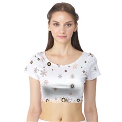 Golden-snowflake Short Sleeve Crop Top by saad11