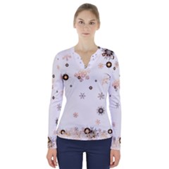 Golden-snowflake V-neck Long Sleeve Top by saad11