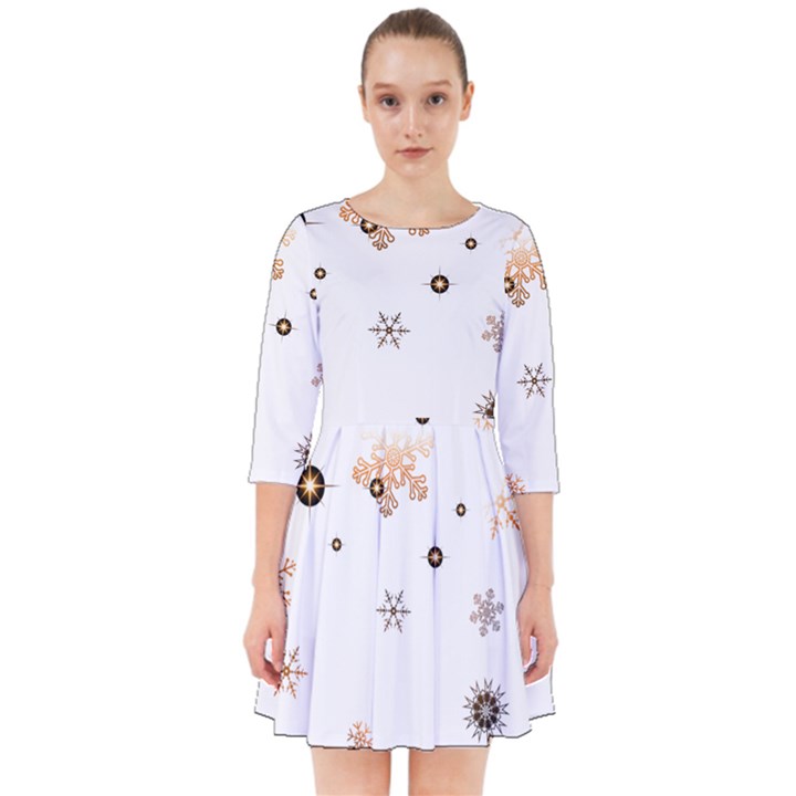 Golden-snowflake Smock Dress