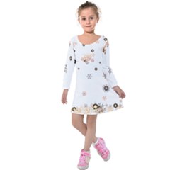 Golden-snowflake Kids  Long Sleeve Velvet Dress