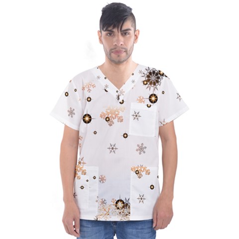 Golden-snowflake Men s V-neck Scrub Top by saad11