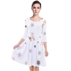 Golden-snowflake Quarter Sleeve Waist Band Dress by saad11