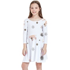 Golden-snowflake Kids  Quarter Sleeve Skater Dress by saad11