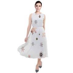 Golden-snowflake Round Neck Boho Dress by saad11