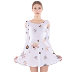 Golden-snowflake Long Sleeve Velvet Skater Dress