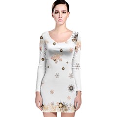 Golden-snowflake Long Sleeve Velvet Bodycon Dress