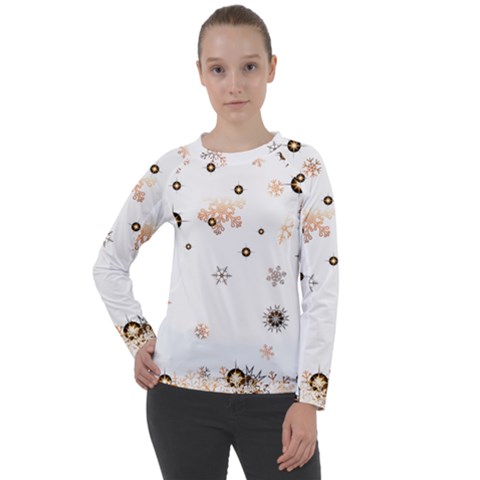 Golden-snowflake Women s Long Sleeve Raglan T-shirt by saad11