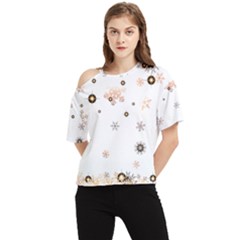 Golden-snowflake One Shoulder Cut Out T-shirt by saad11