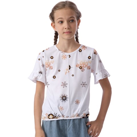 Golden-snowflake Kids  Cuff Sleeve Scrunch Bottom T-shirt by saad11