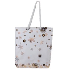 Golden-snowflake Full Print Rope Handle Tote (large) by saad11