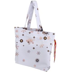 Golden-snowflake Drawstring Tote Bag by saad11