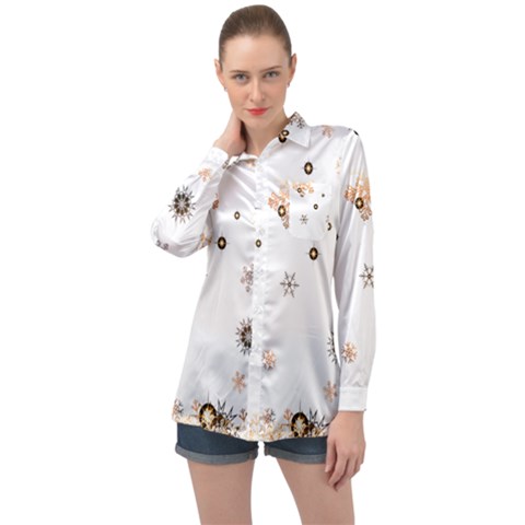 Golden-snowflake Long Sleeve Satin Shirt by saad11