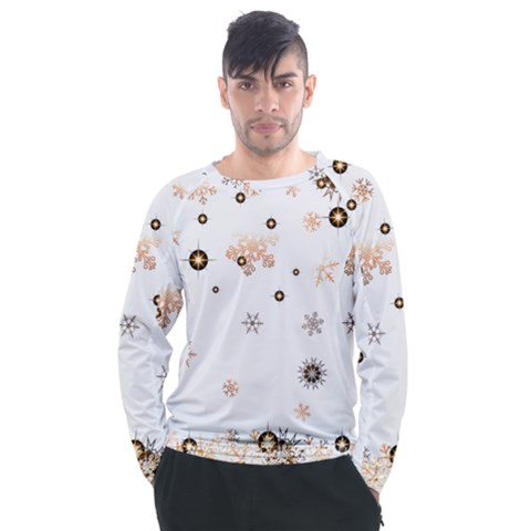 Golden-snowflake Men s Long Sleeve Raglan T-shirt by saad11