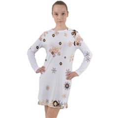 Golden-snowflake Long Sleeve Hoodie Dress