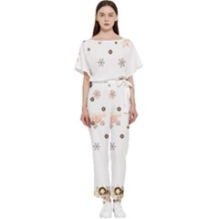 Golden-snowflake Batwing Lightweight Chiffon Jumpsuit by saad11