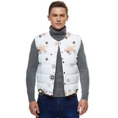 Golden-snowflake Men s Button Up Puffer Vest	