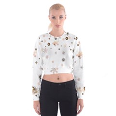 Golden-snowflake Cropped Sweatshirt