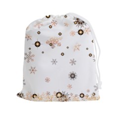 Golden-snowflake Drawstring Pouch (2xl) by saad11