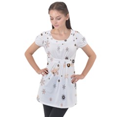 Golden-snowflake Puff Sleeve Tunic Top by saad11