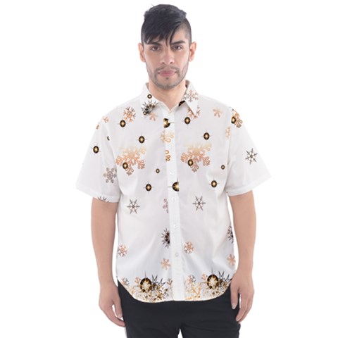 Golden-snowflake Men s Short Sleeve Shirt by saad11