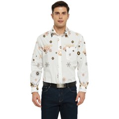 Golden-snowflake Men s Long Sleeve Pocket Shirt  by saad11