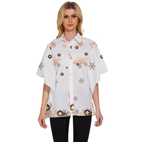 Golden-snowflake Women s Batwing Button Up Shirt by saad11