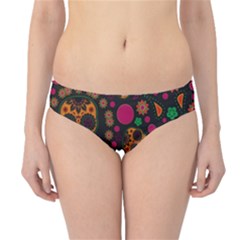 Skull Colorful Floral Flower Head Hipster Bikini Bottoms by Cemarart