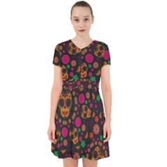 Skull Colorful Floral Flower Head Adorable In Chiffon Dress by Cemarart