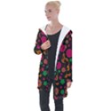 Skull Colorful Floral Flower Head Longline Hooded Cardigan View1