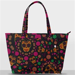 Skull Colorful Floral Flower Head Back Pocket Shoulder Bag  by Cemarart