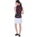 Skull Colorful Floral Flower Head Women s Sleeveless Polo T-Shirt View2