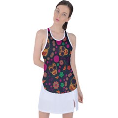 Skull Colorful Floral Flower Head Racer Back Mesh Tank Top by Cemarart