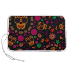 Skull Colorful Floral Flower Head Pen Storage Case (s) by Cemarart