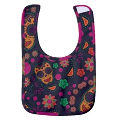 Skull Colorful Floral Flower Head Baby Bib by Cemarart