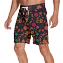 Skull Colorful Floral Flower Head Men s Beach Shorts View2