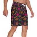 Skull Colorful Floral Flower Head Men s Beach Shorts View3