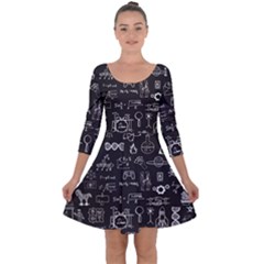 Doodle Art Chemistry Art Quarter Sleeve Skater Dress by Cemarart